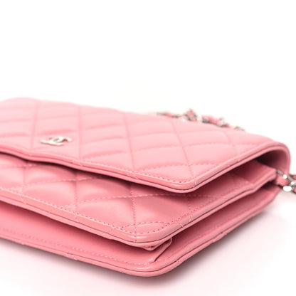 Chanel Lambskin Quilted Wallet On Chain WOC Pink 9 of 9