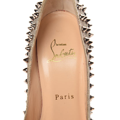 Christian Louboutin Glitter Mini Specchio Follies Spikes 120 Pumps 37 Ivory Colombe 9 of 11