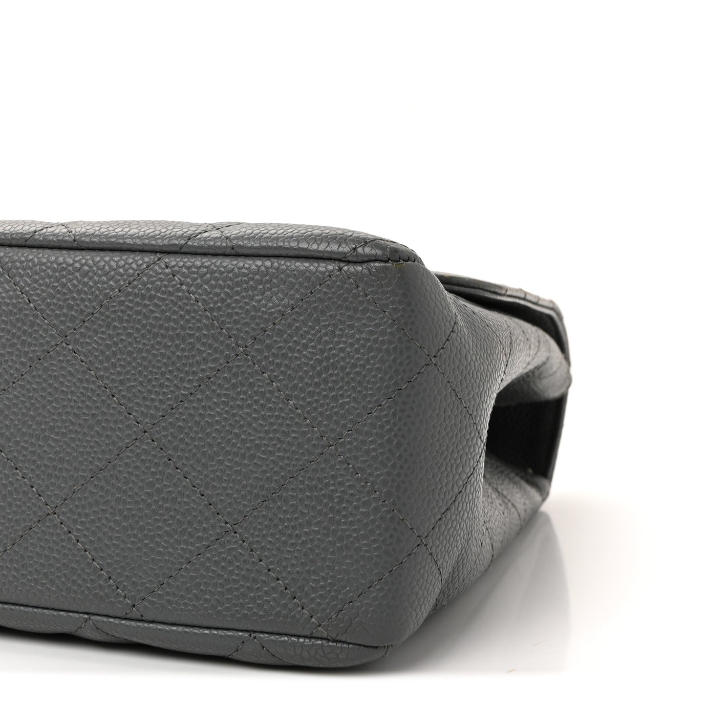 Caviar Quilted Jumbo Single Flap Grey