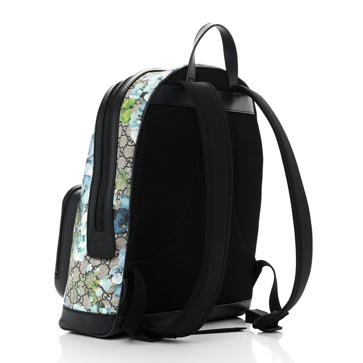 GG Supreme Monogram Blooms Medium Day Backpack Beige Blue Navy