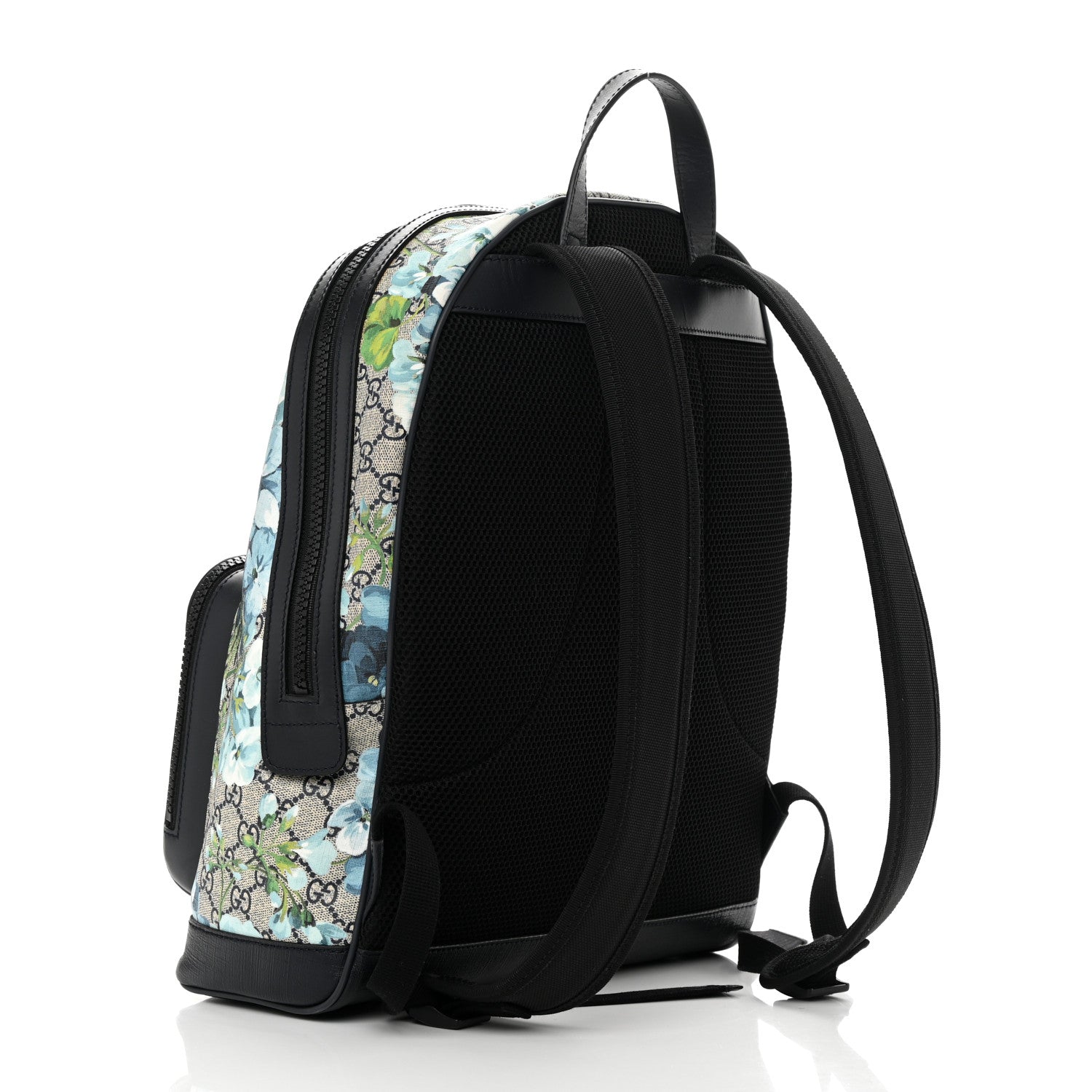 Gucci GG Supreme Monogram Blooms Medium Day Backpack Beige Blue Navy 3 of 12