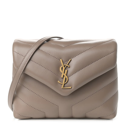 Saint Laurent Calfskin Y Quilted Monogram Toy Loulou Crossbody Bag Taupe 1 of 10