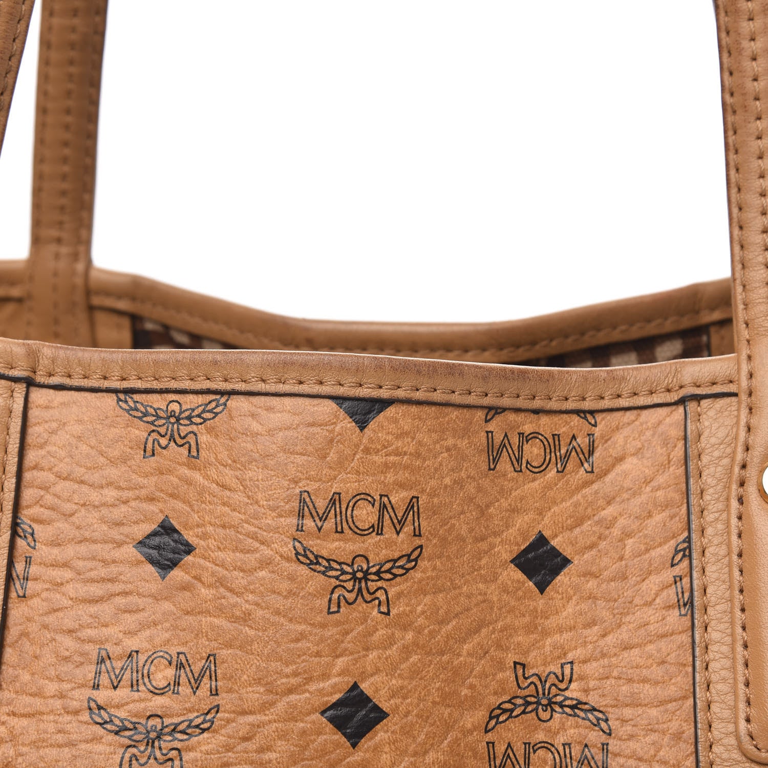 MCM Visetos Medium Liz Reversible Shopper Tote Cognac 16 of 21