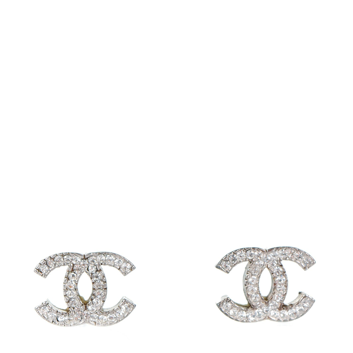 Chanel Crystal CC Earrings Silver 1 of 6