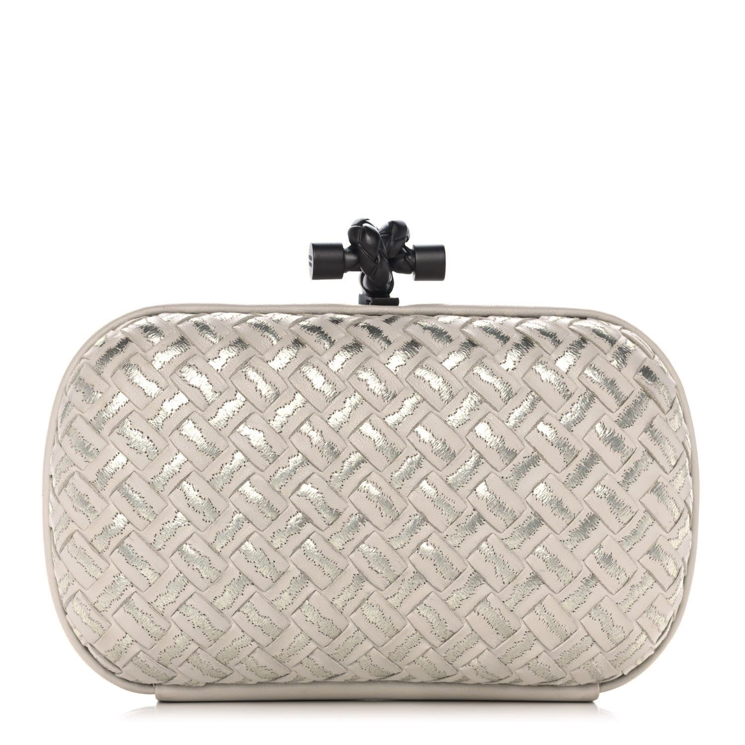 Bottega Veneta Nappa Intrecciato Metallic Placcato Knot Clutch Cream 1 of 9