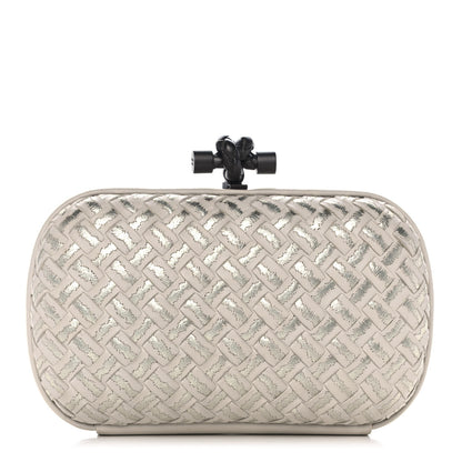 Bottega Veneta Nappa Intrecciato Metallic Placcato Knot Clutch Cream 1 of 9