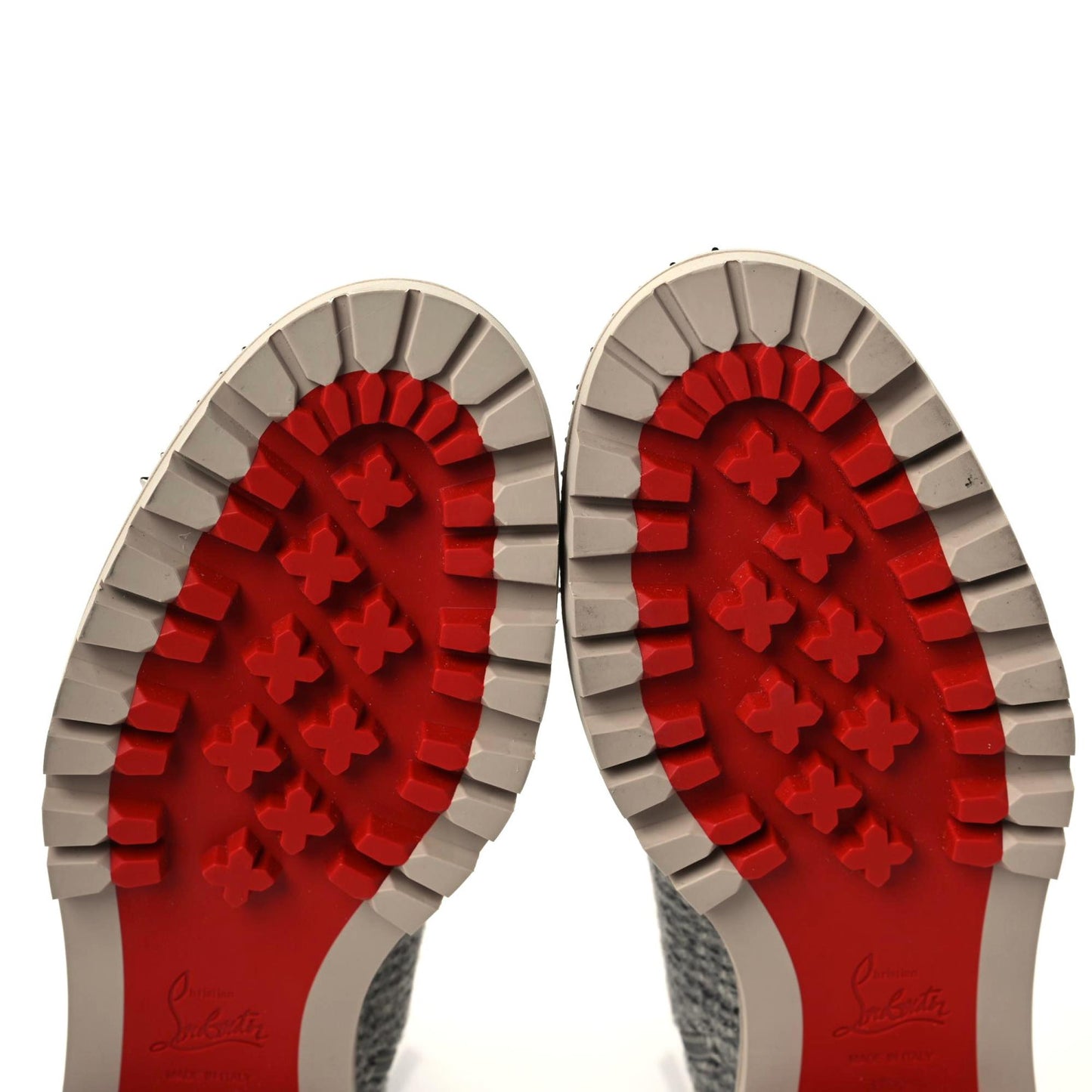 Suede Tweed Spikes Flat Boots 37.5 Grey