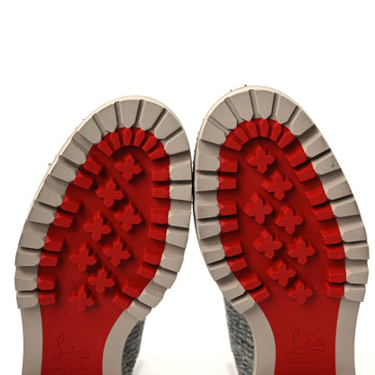 Christian Louboutin Suede Tweed Spikes Flat Boots 37.5 Grey 7 of 8