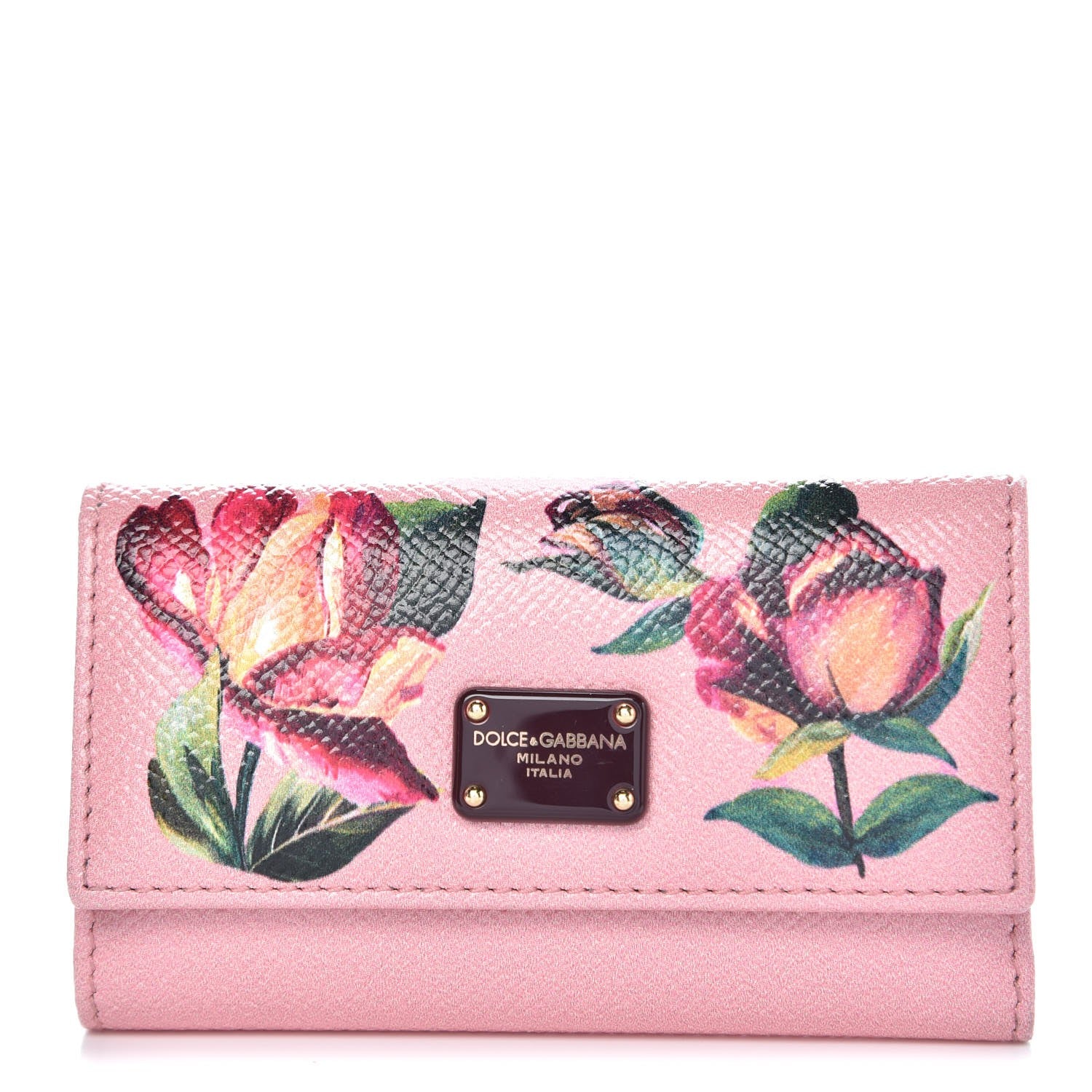 Dolce & Gabbana Dauphine Painted Rose Key Holder Pink 1 of 6
