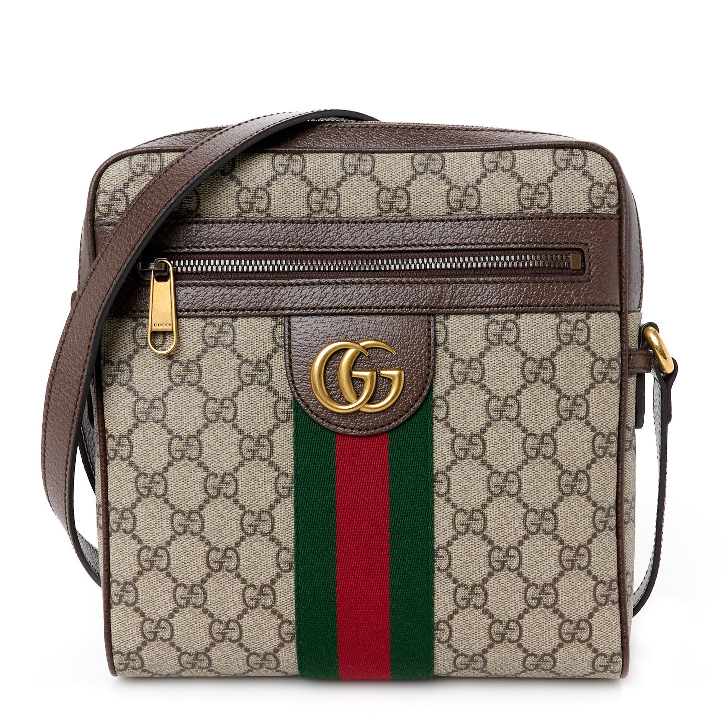 GG Supreme Monogram Web Small Ophidia Messenger Bag Brown