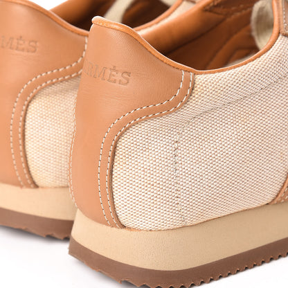 Hermes Calfskin Toile Womens Quick Sneakers 37 Gold 14 of 17