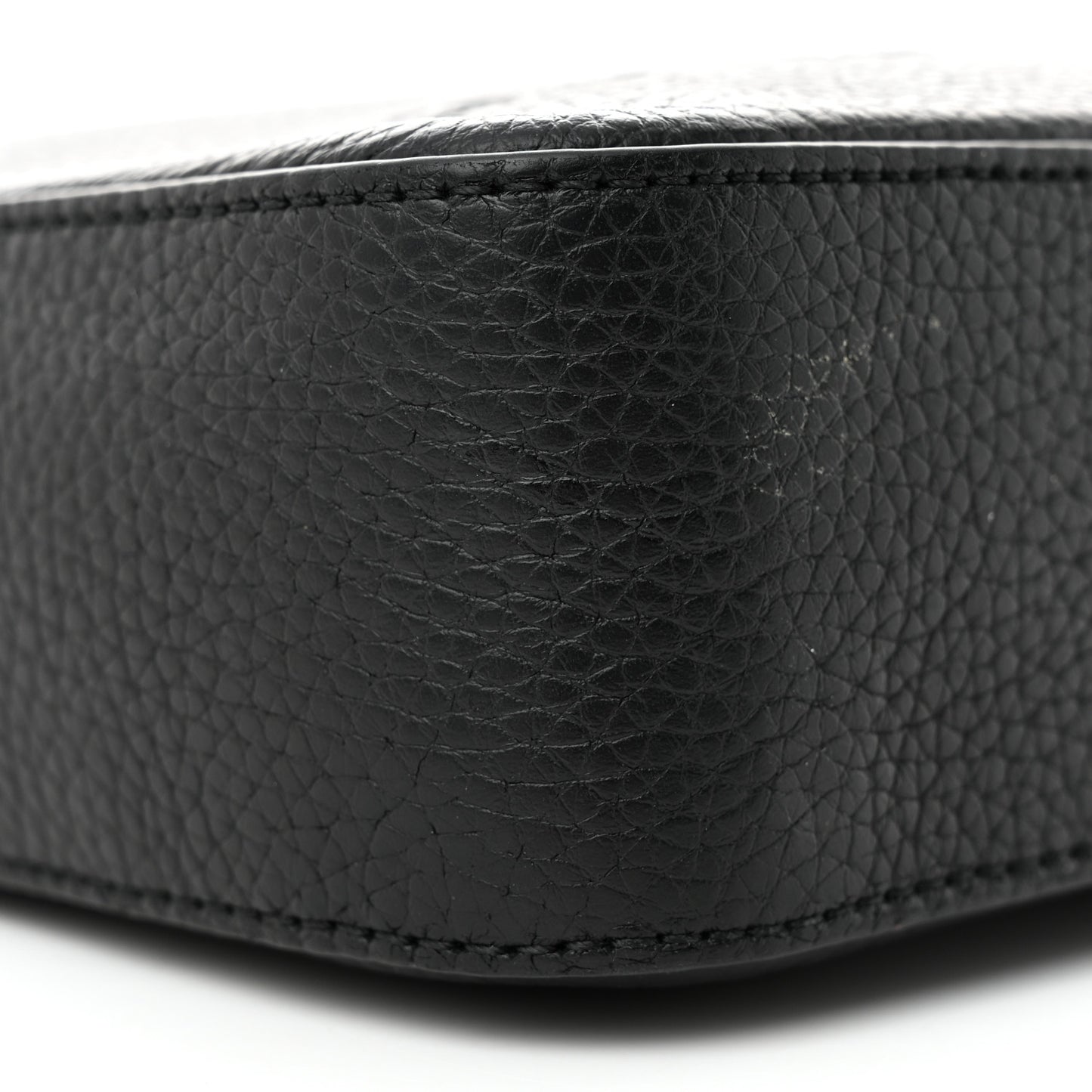 Pebbled Calfskin Logo Embossed Thornton Messenger Bag Black