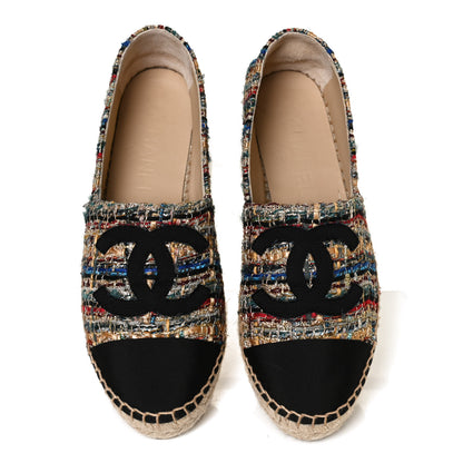 Chanel Tweed Grosgrain CC Espadrilles 36 Multicolor Black 5 of 12