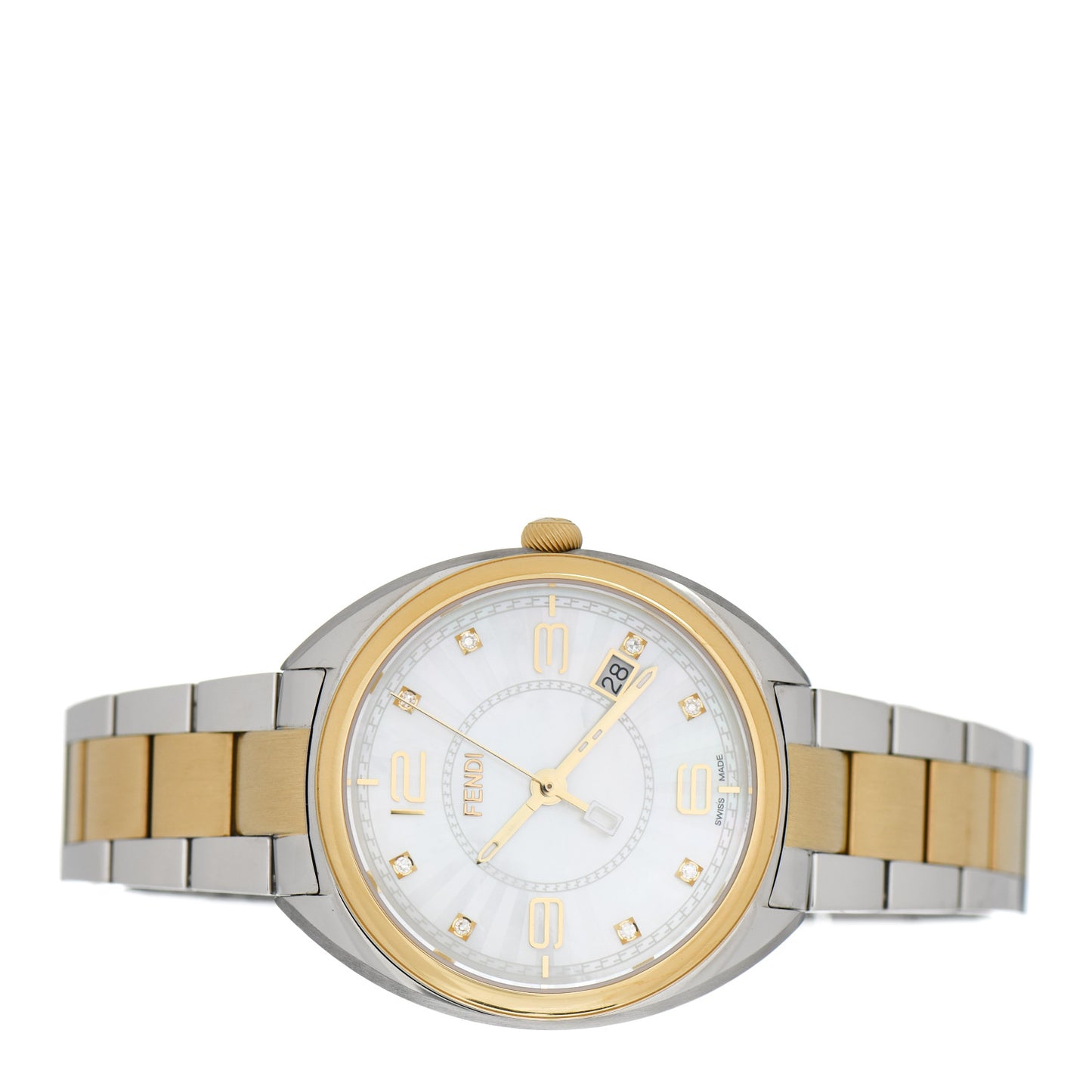Stainless Steel Diamond Mother of Pearl 34mm Momento Two Tone Quartz Watch