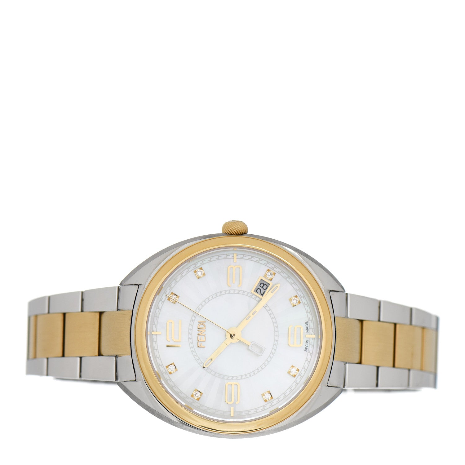 Fendi Stainless Steel Diamond Mother of Pearl 34mm Momento Two Tone Quartz Watch 2 of 5