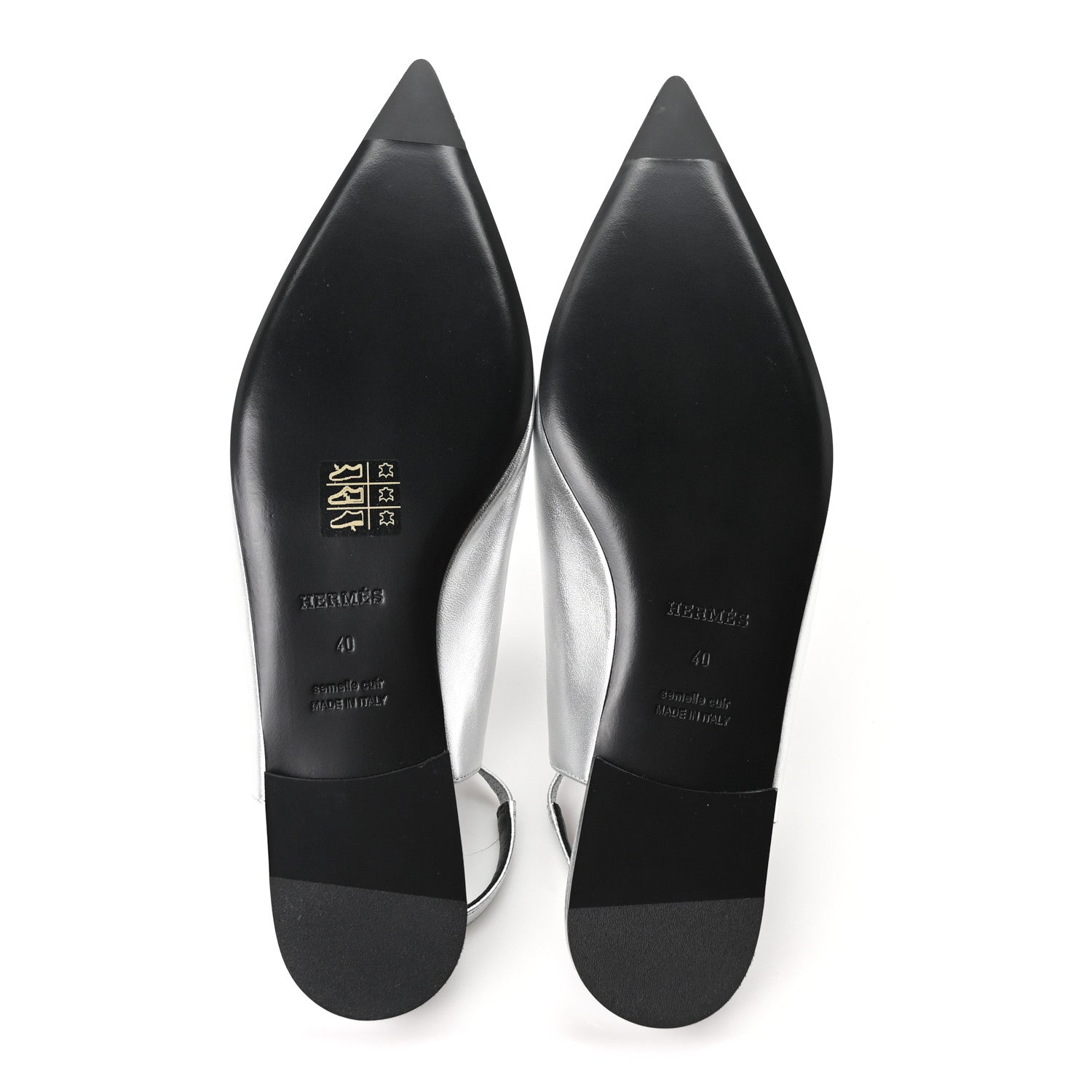 Hermes Nappa Lovely Slingback Flats 40 Gris Argent 6 of 10