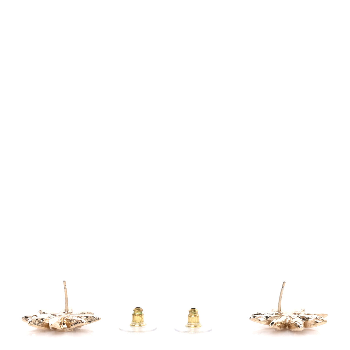 Crystal CC Flower Earrings Gold