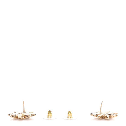 Chanel Crystal CC Flower Earrings Gold 3 of 4