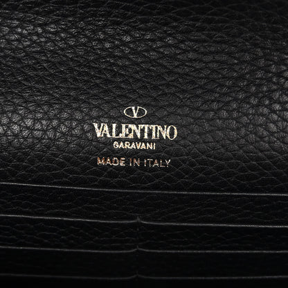 Valentino Garavani Pebbled Calfskin Rockstud Envelope Wallet on Chain Black 7 of 10