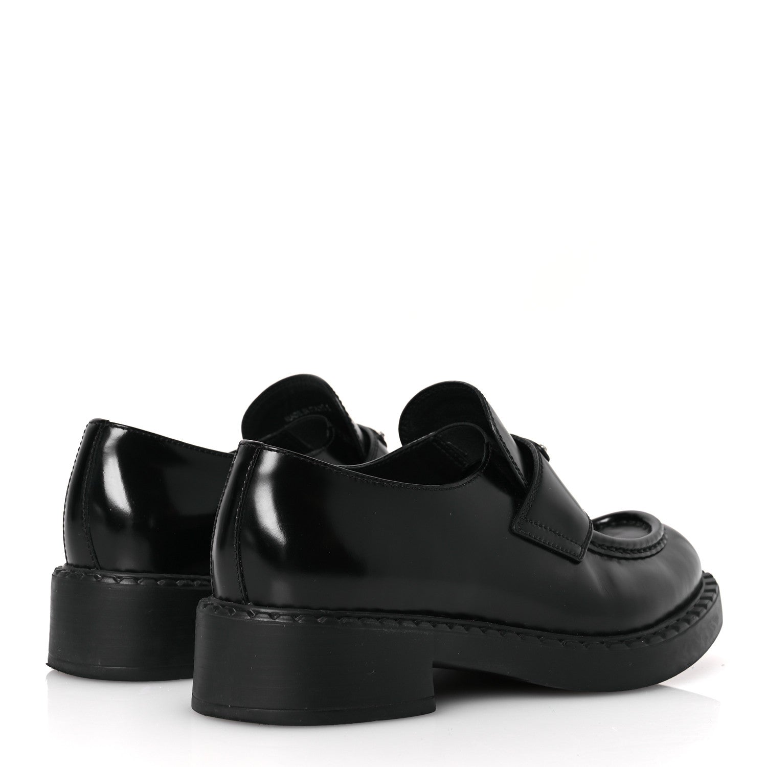 Prada Spazzolato Metal Triangle Logo 50mm Loafers 39 Black 5 of 14