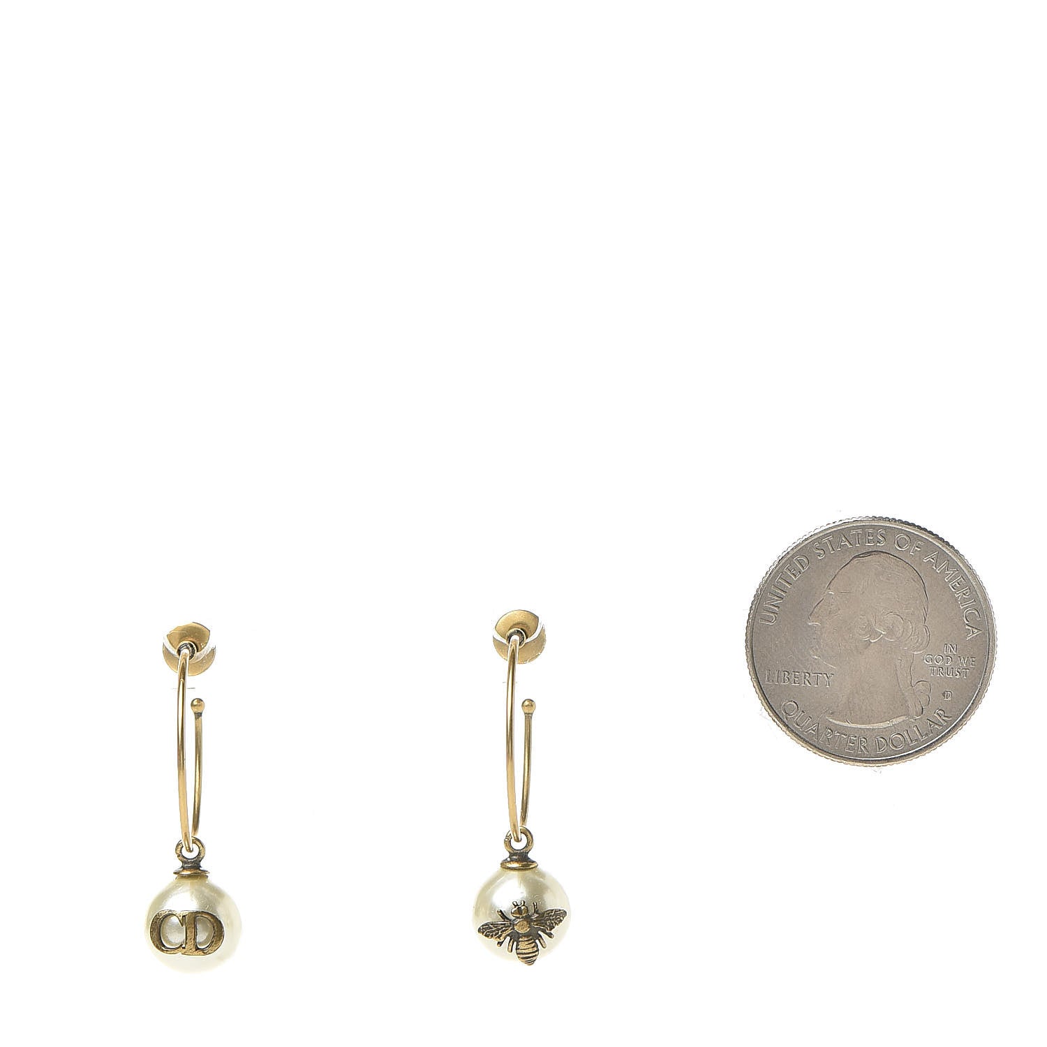 Christian Dior Pearl Bee Star Tribales Hoop Earrings 2 of 4