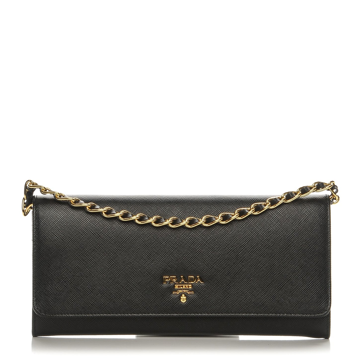 Saffiano Metal Oro Chain Wallet Nero Black