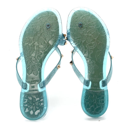 Valentino Garavani PVC Jelly Glitter Rockstud Bow Thong Sandals 36 Cerulean 6 of 8
