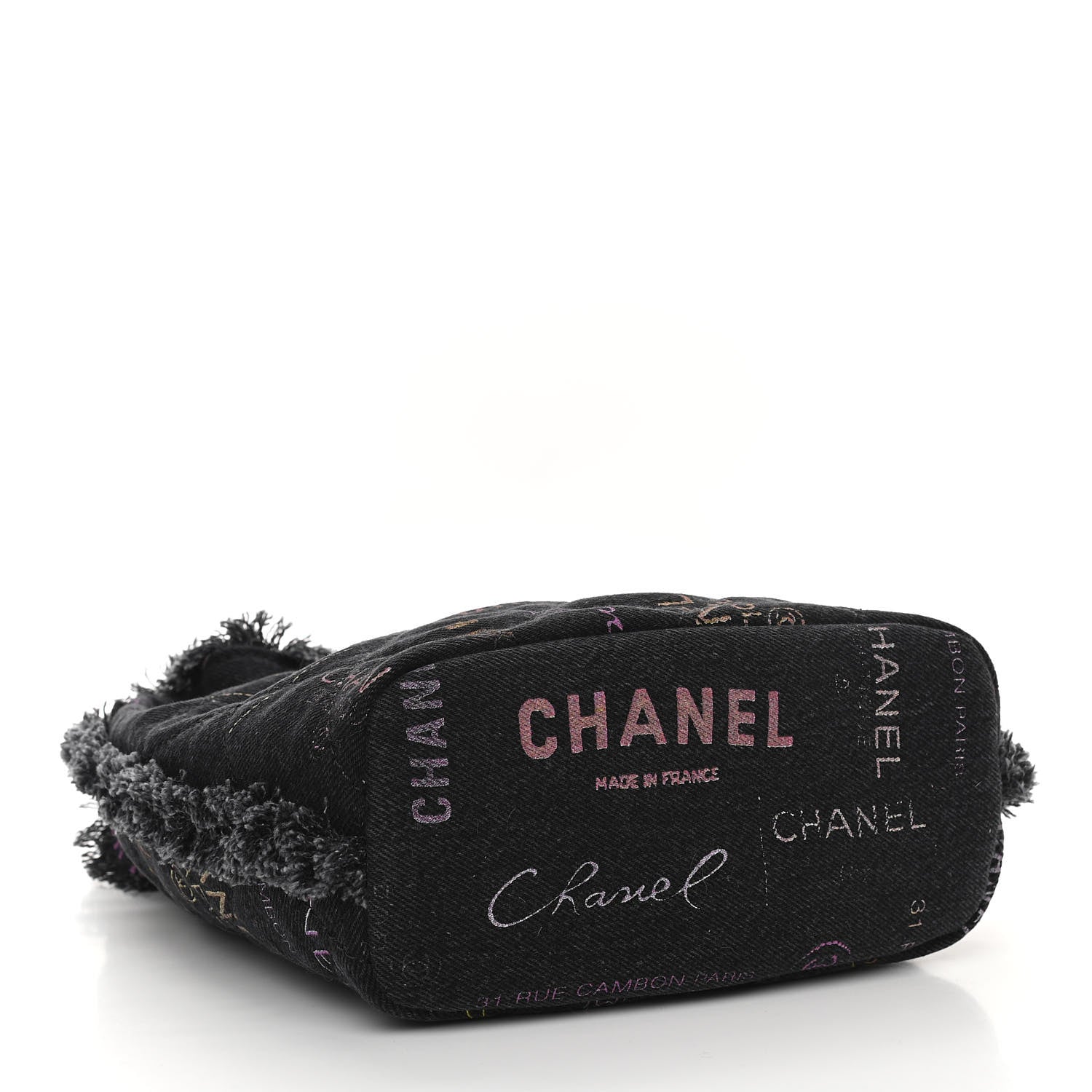 Chanel Denim Quilted Mood Bucket With Chain Black Multicolor 4 of 12