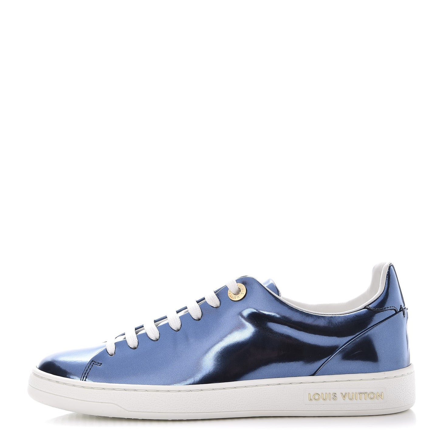 Metallic Calfskin Frontrow Sneakers 36 Blue