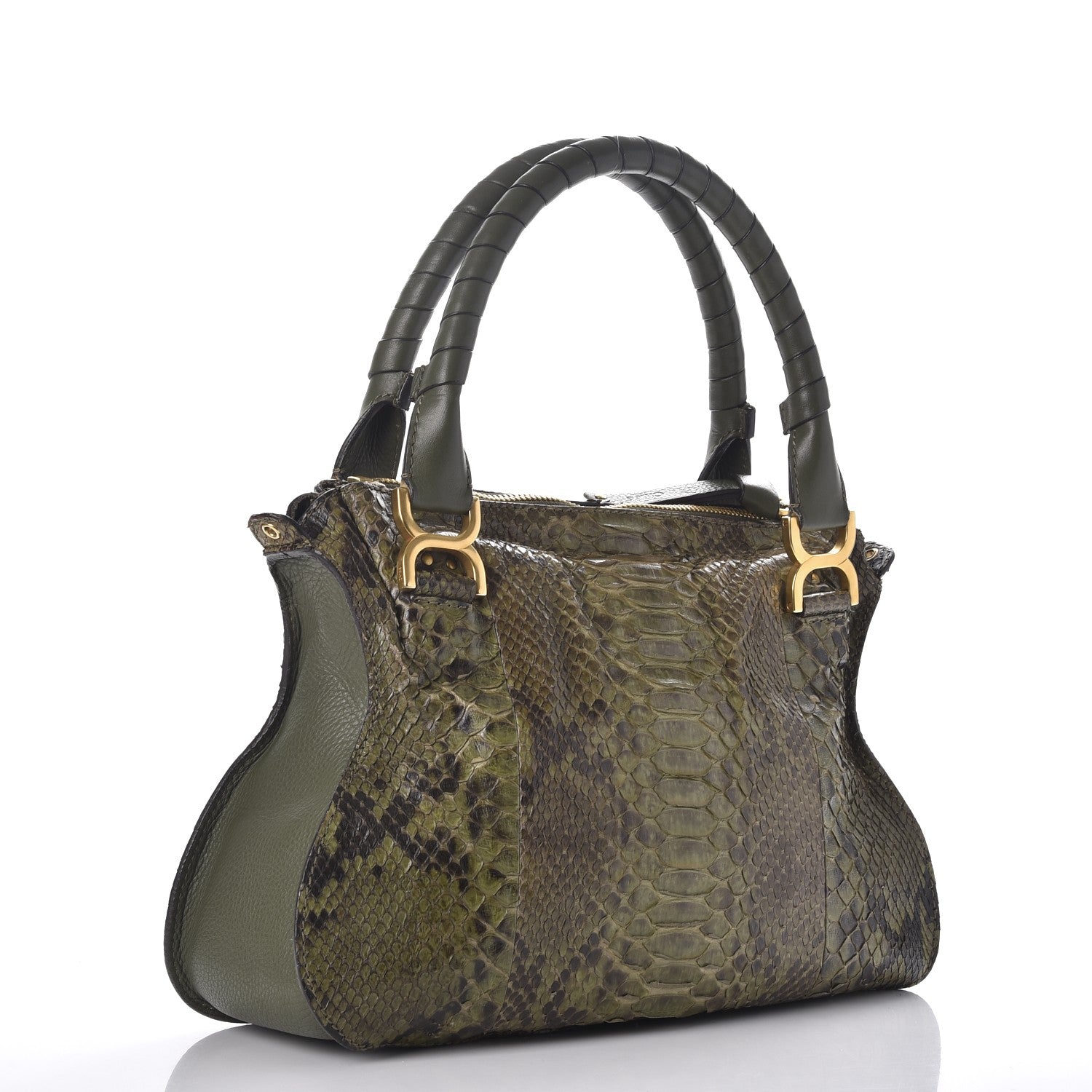 Chloe Python Calfskin Medium Marcie Satchel Green 3 of 10