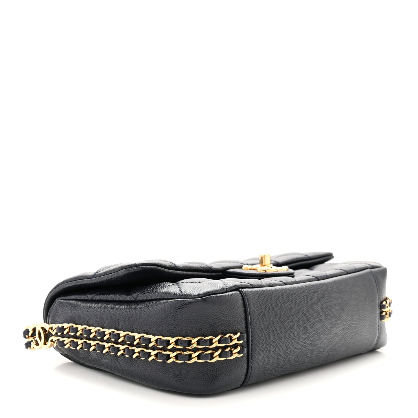 Caviar Quilted Small CC You Flap Dark Blue