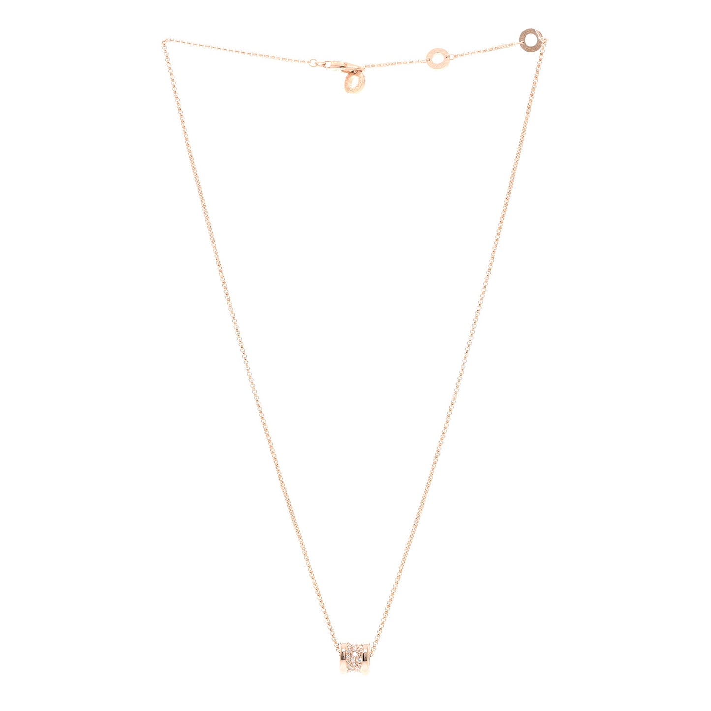 18K Rose Gold Diamond Small B.Zero1 Pave Pendant Necklace