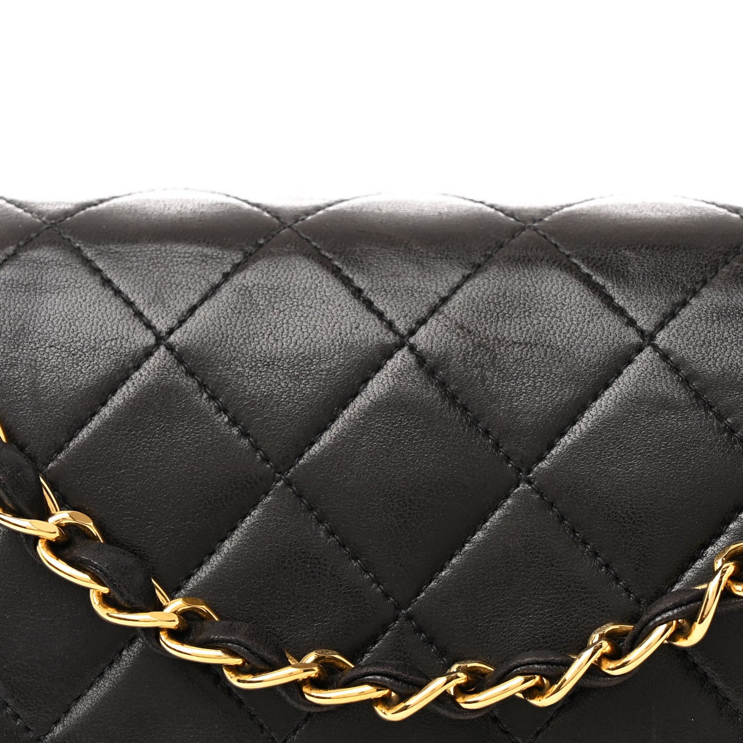 Lambskin Quilted Medium Double Flap Black
