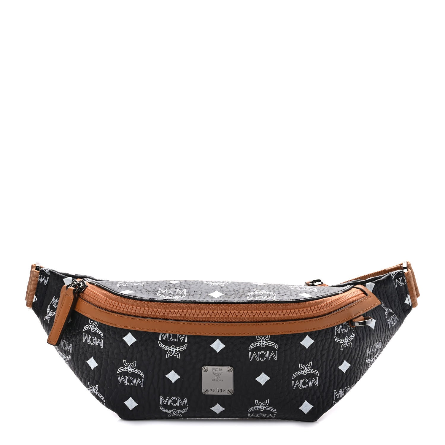 MCM Visetos Small Fusten Belt Bag Black Cognac 1 of 8