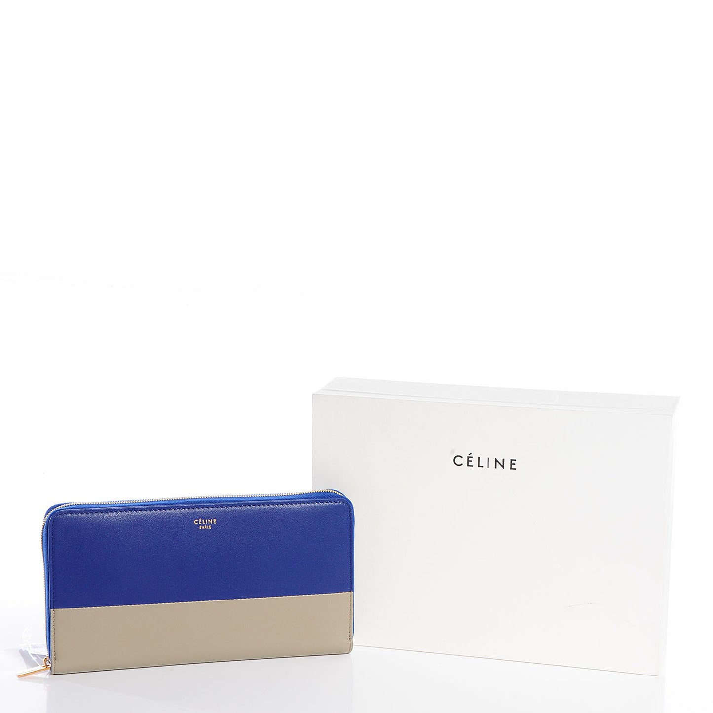 Lambskin Large Zip Around Multifunction Wallet Indigo Beige