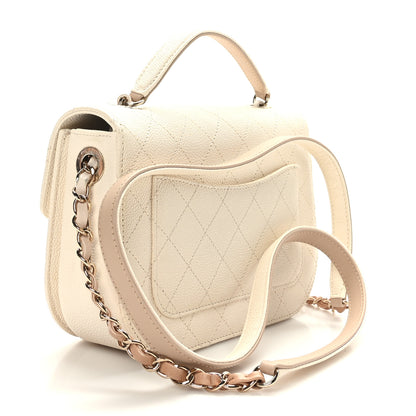 Chanel Grained Calfskin Quilted Small Cuba Top Handle Flap White 3 of 10