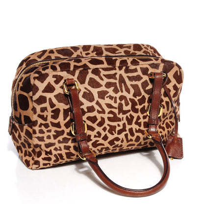 Prada Calf Hair Giraffe Print Tote Sabbia Moro 3 of 11