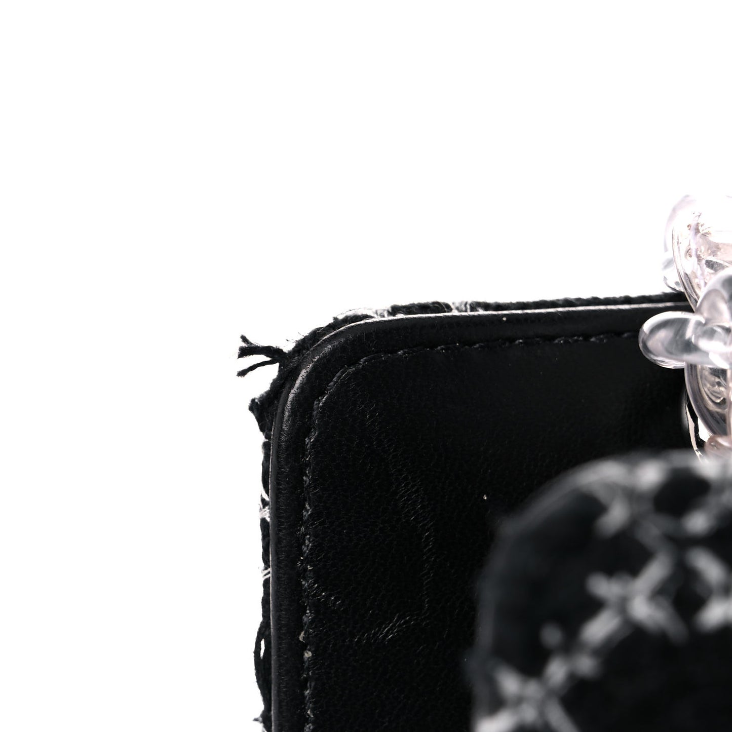 Tweed Resin Small Zipped Shopping Bag Black White