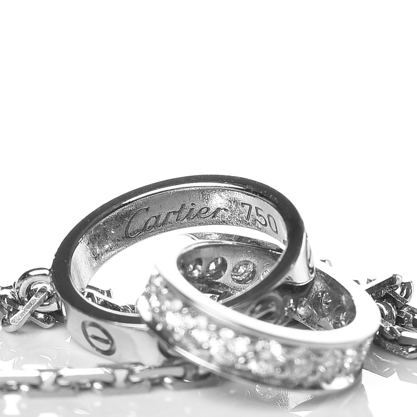 18K White Gold Diamond Interlocking LOVE Necklace