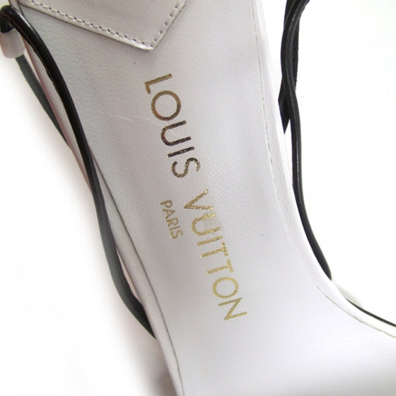Louis Vuitton White Fleur Leather Heels 39.5 6 of 8