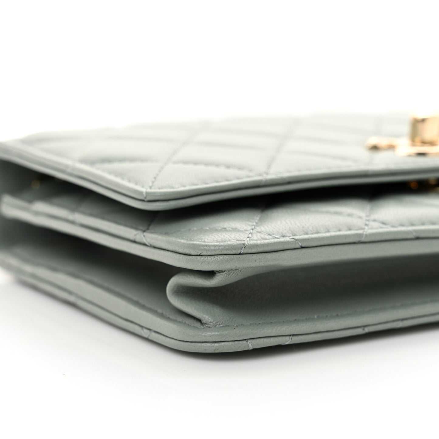 Lambskin Quilted Trendy CC Wallet On Chain WOC Grey