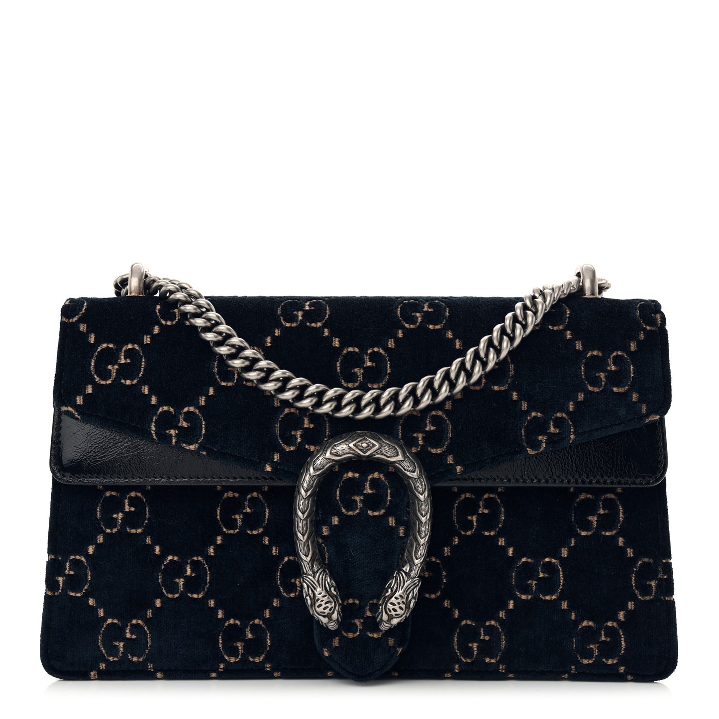 Velvet Skipper GG Monogram Small Dionysus Shoulder Bag Blue Beige Black