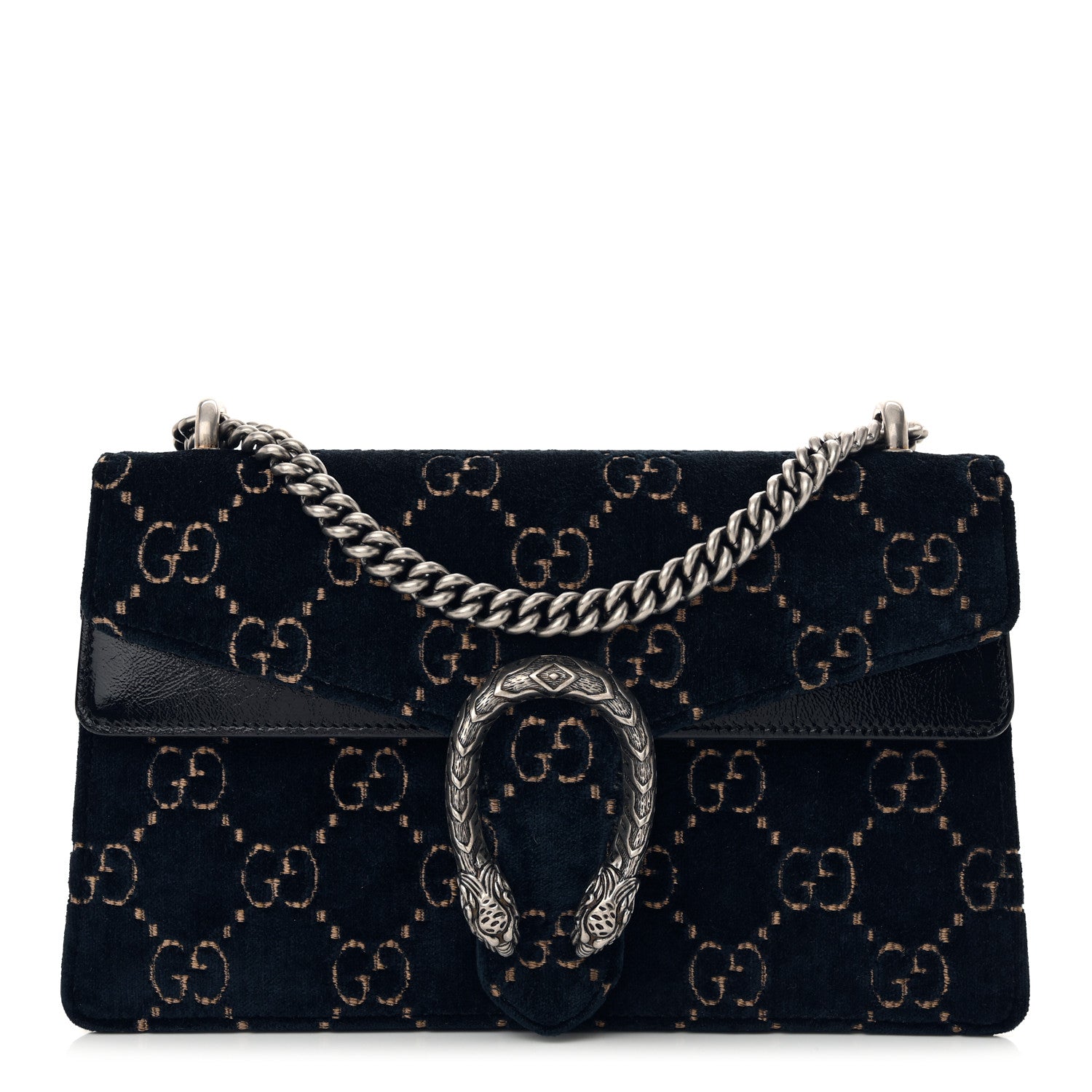 Gucci Velvet Skipper GG Monogram Small Dionysus Shoulder Bag Blue Beige Black 1 of 11