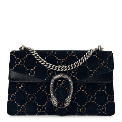 Gucci Velvet Skipper GG Monogram Small Dionysus Shoulder Bag Blue Beige Black 1 of 11