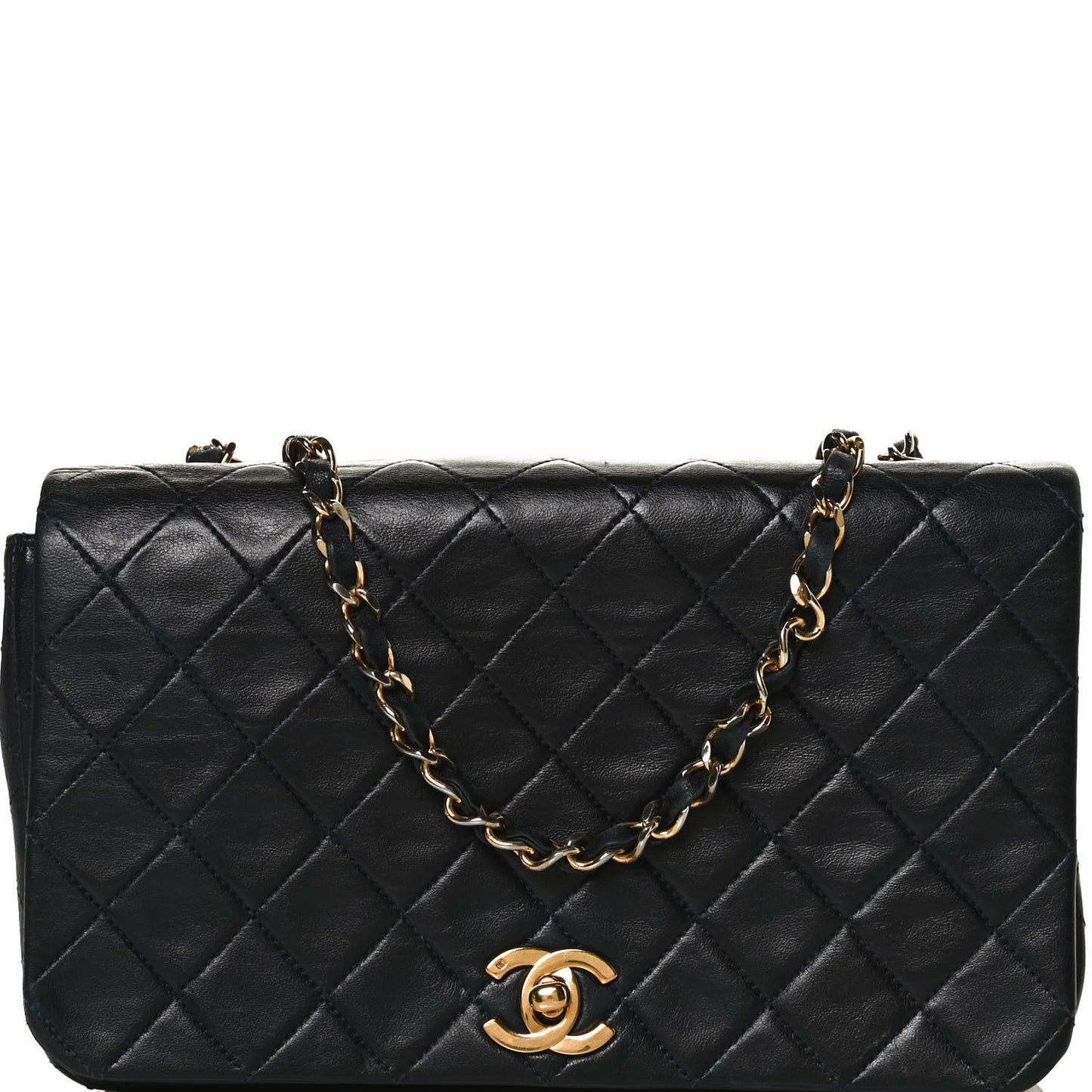 Aged Calfskin Quilted Medium Pondichery Flap Black