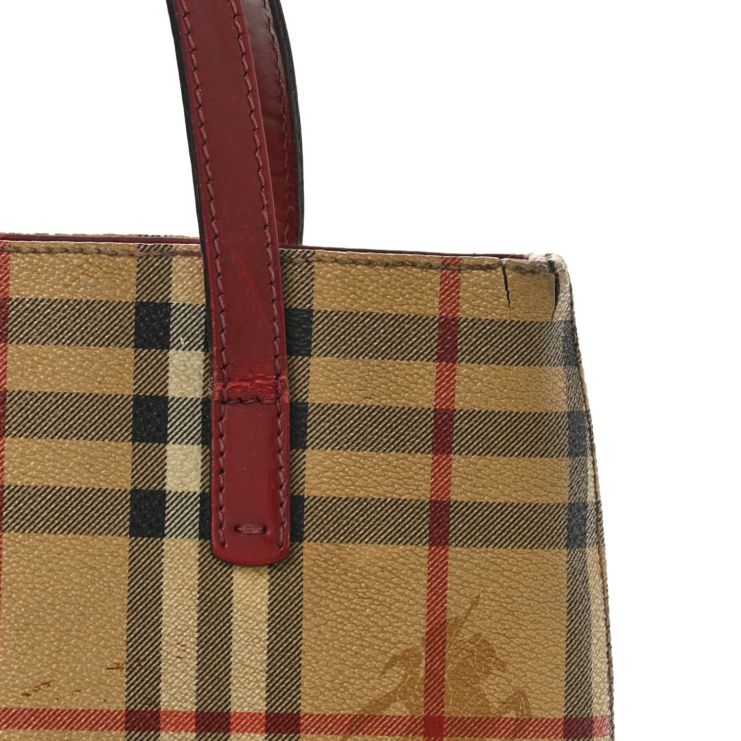 Burberry Haymarket Check Small Tote Red 10 of 20