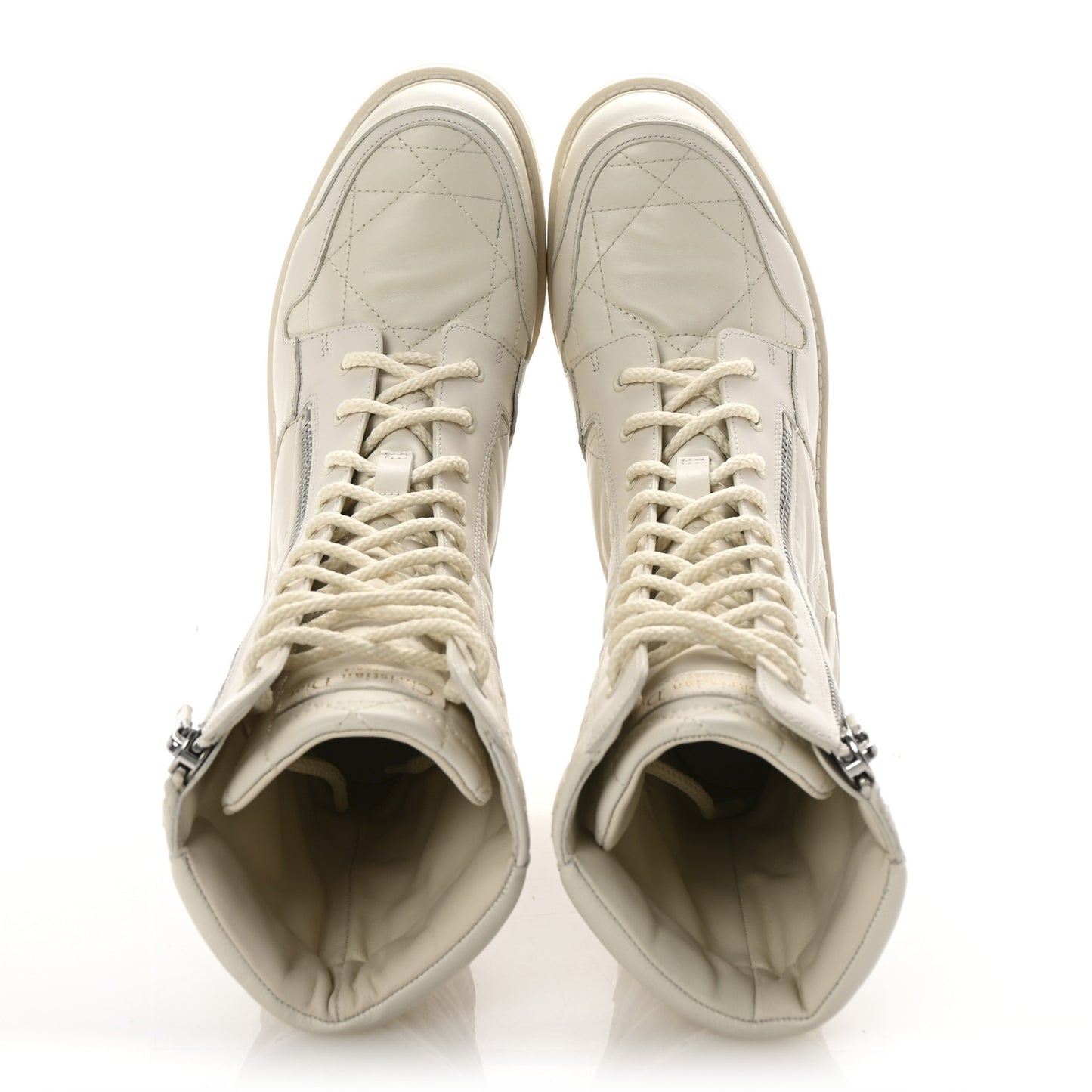 Calfskin Cannage D-Leader Ankle Boots 39.5 White