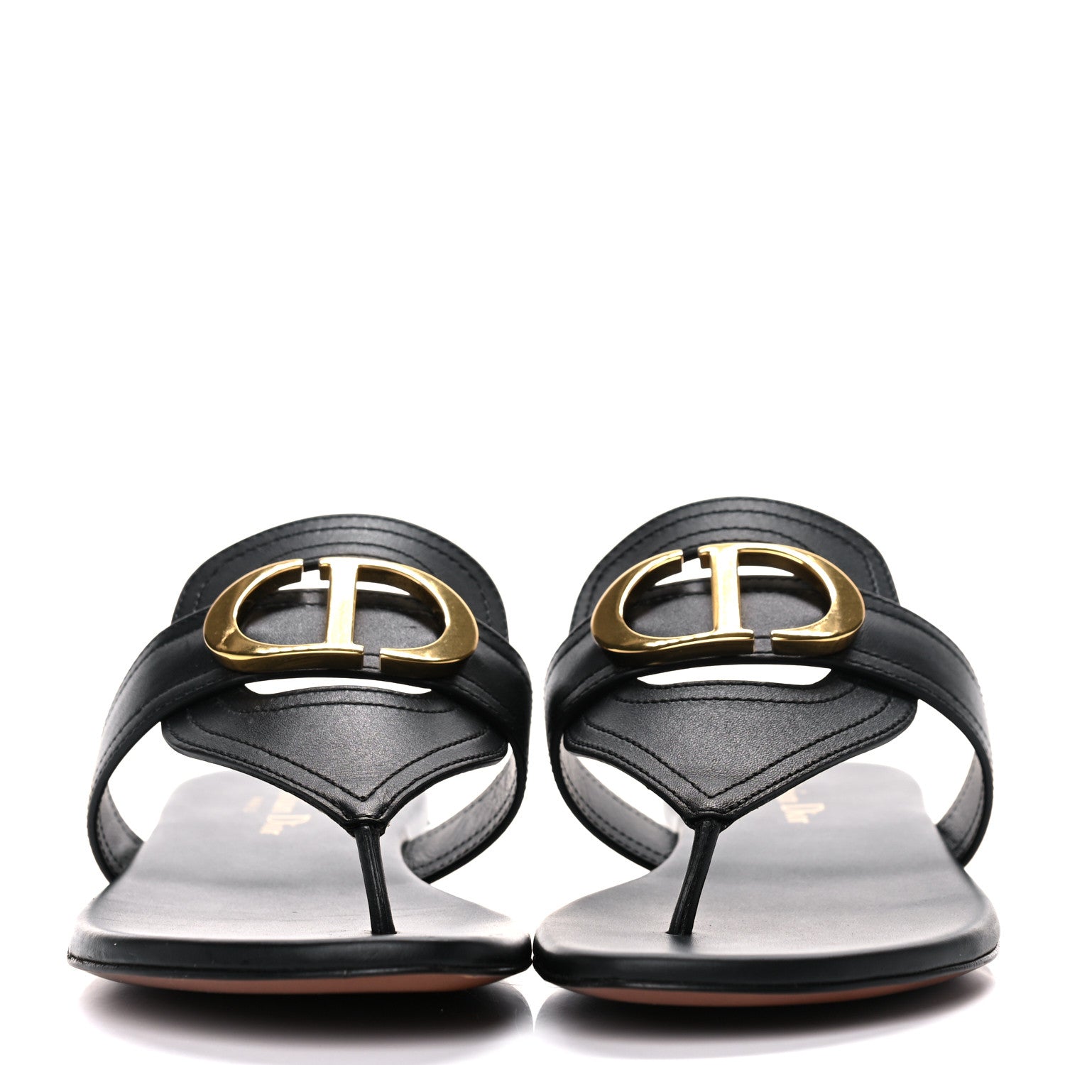 Christian Dior Calfskin 30 Montaigne Thong Sandals 37 Black 2 of 13