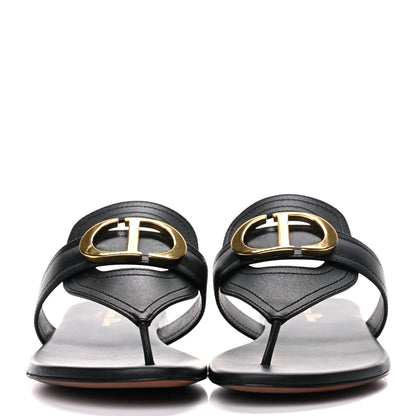 Christian Dior Calfskin 30 Montaigne Thong Sandals 37 Black 2 of 13