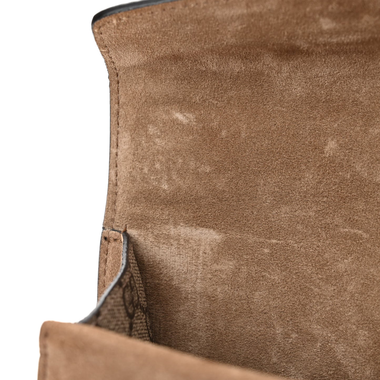GG Supreme Monogram Suede Crystal Small Dionysus Shoulder Bag Beige Ebony Taupe